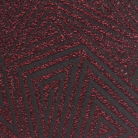 Red Glitter Interlock Knit, Poly-Metallic
