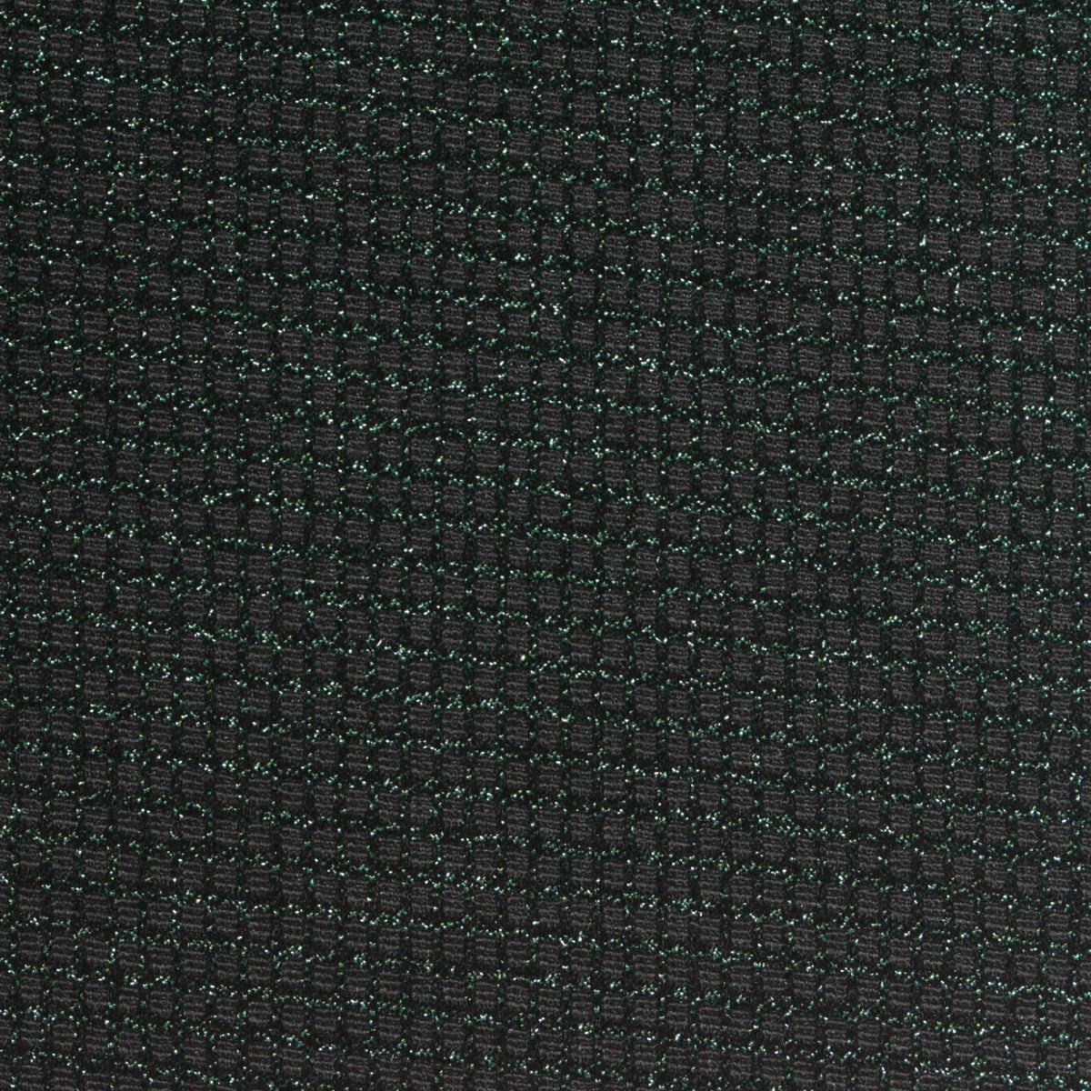 Plaid Polyester Metallic Stretch Interlock Knit Fabric, 166 gsm, 157 cm — Black