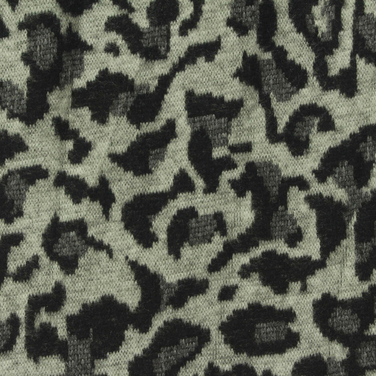 Black Leopard Interlock Knit, Poly-Viscose, 250 gsm
