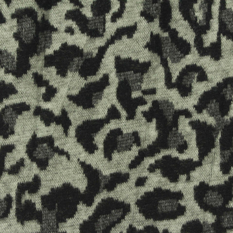 Black Leopard Interlock Knit, Poly-Viscose, 250 gsm
