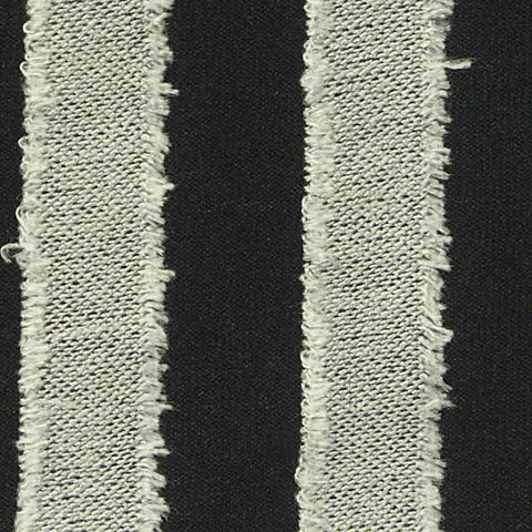 Black Vertical-Stripe Jersey Knit, Viscose-Poly