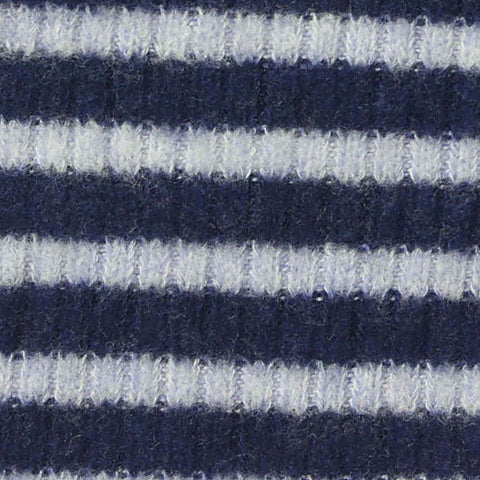 Navy Horizontal-Stripe Rib Knit, 265 gsm