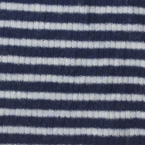 Navy Horizontal-Stripe Rib Knit, 265 gsm