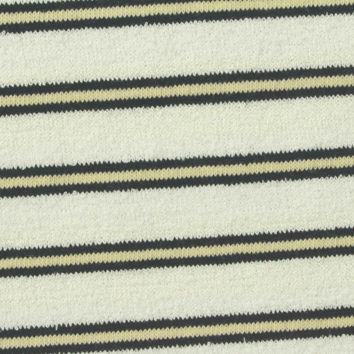 Cream Horizontal-Stripe Chunky Knit, Polyester, 312 gsm