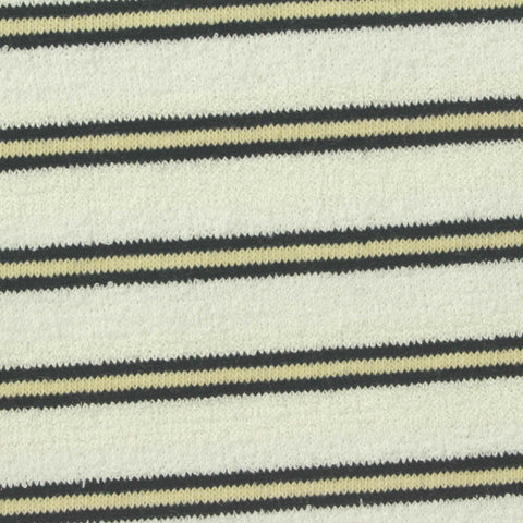 Cream Horizontal-Stripe Chunky Knit, Polyester, 312 gsm