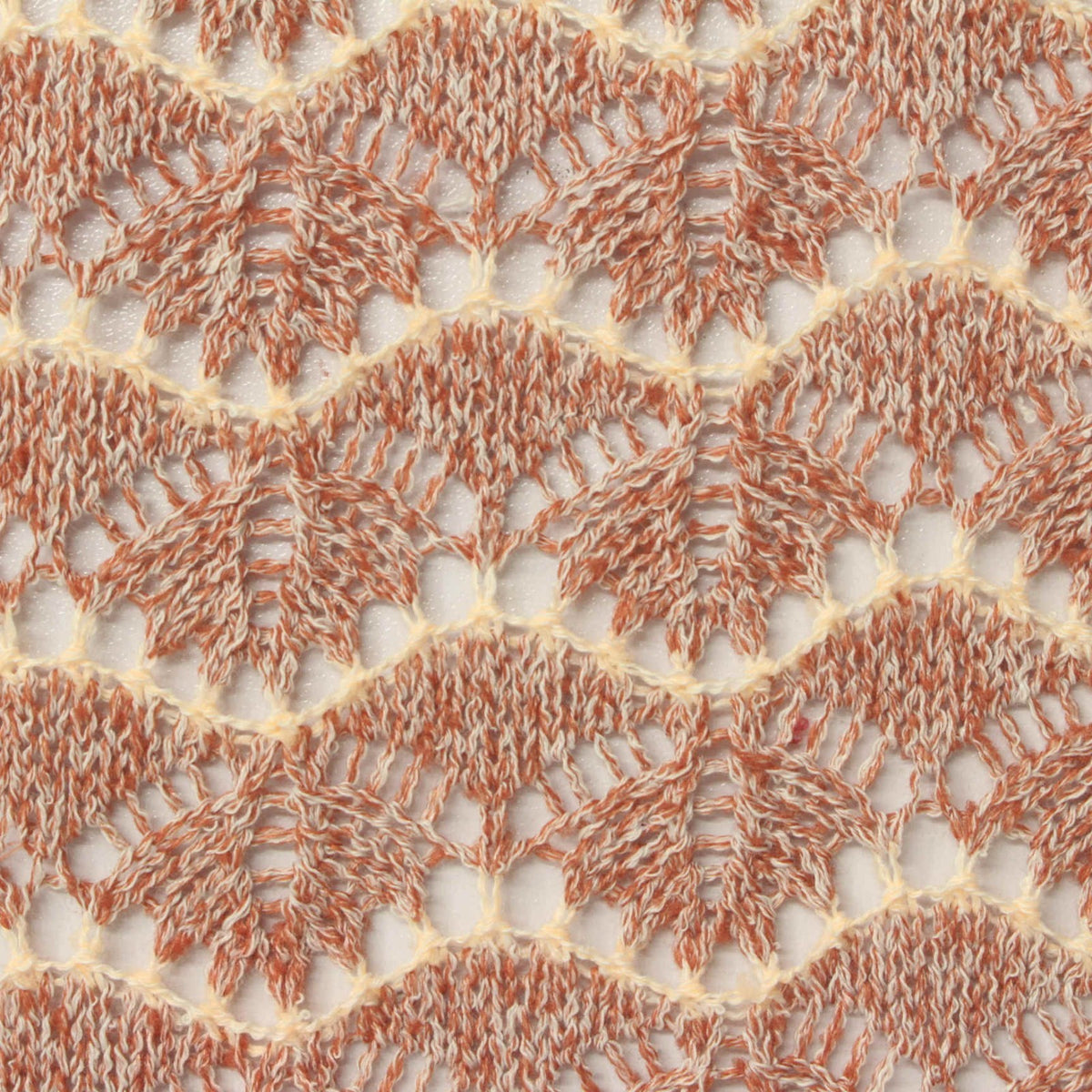 Marled Orange Openwork-Leaf Chunky Knit, Polyester
