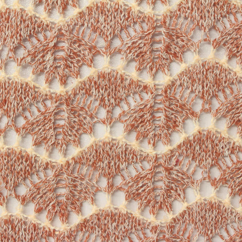 Marled Orange Openwork-Leaf Chunky Knit, Polyester