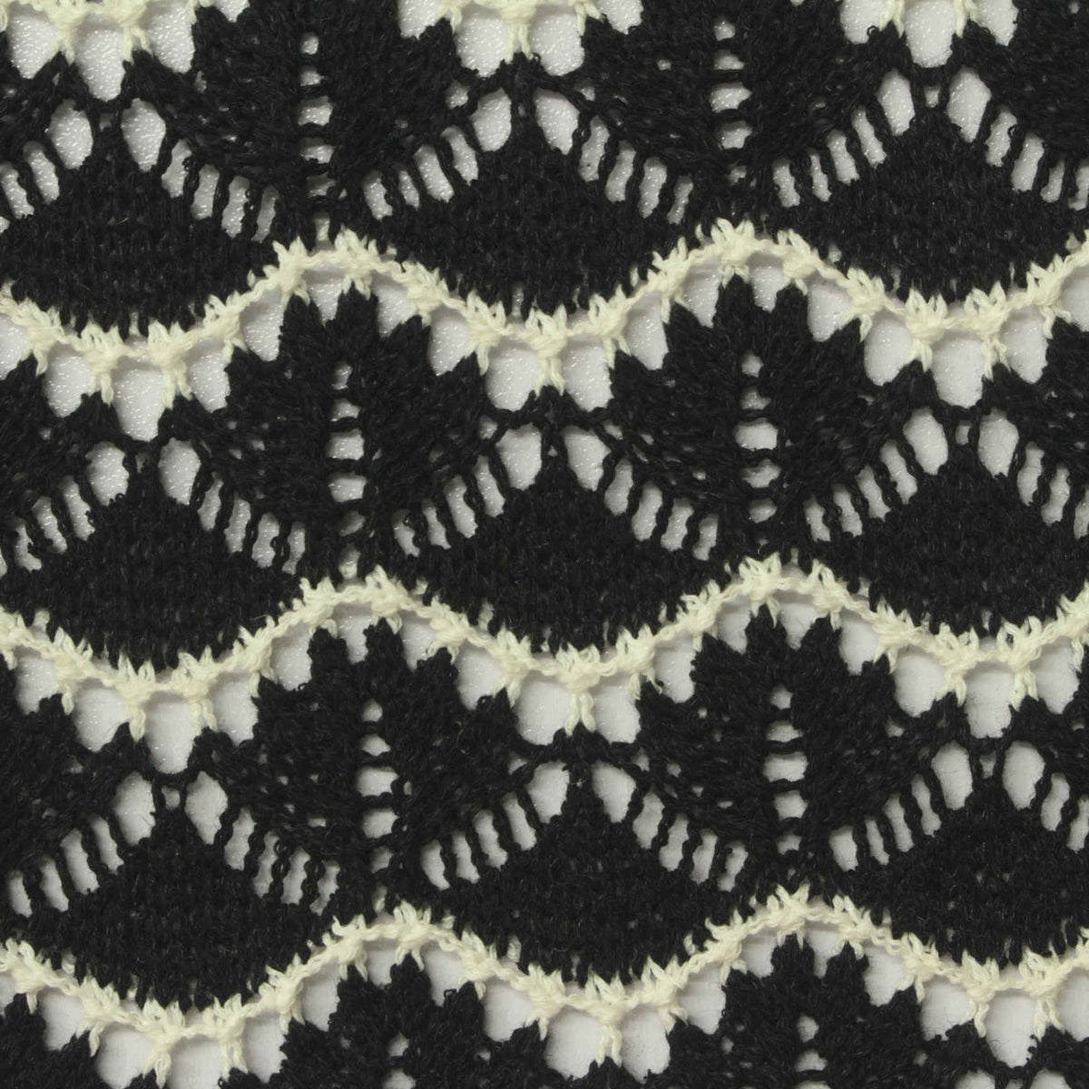 Black Wavy-Line Chunky Knit, Polyester