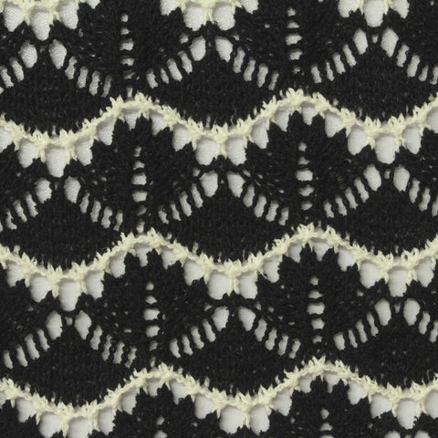 Black Wavy-Line Chunky Knit, Polyester