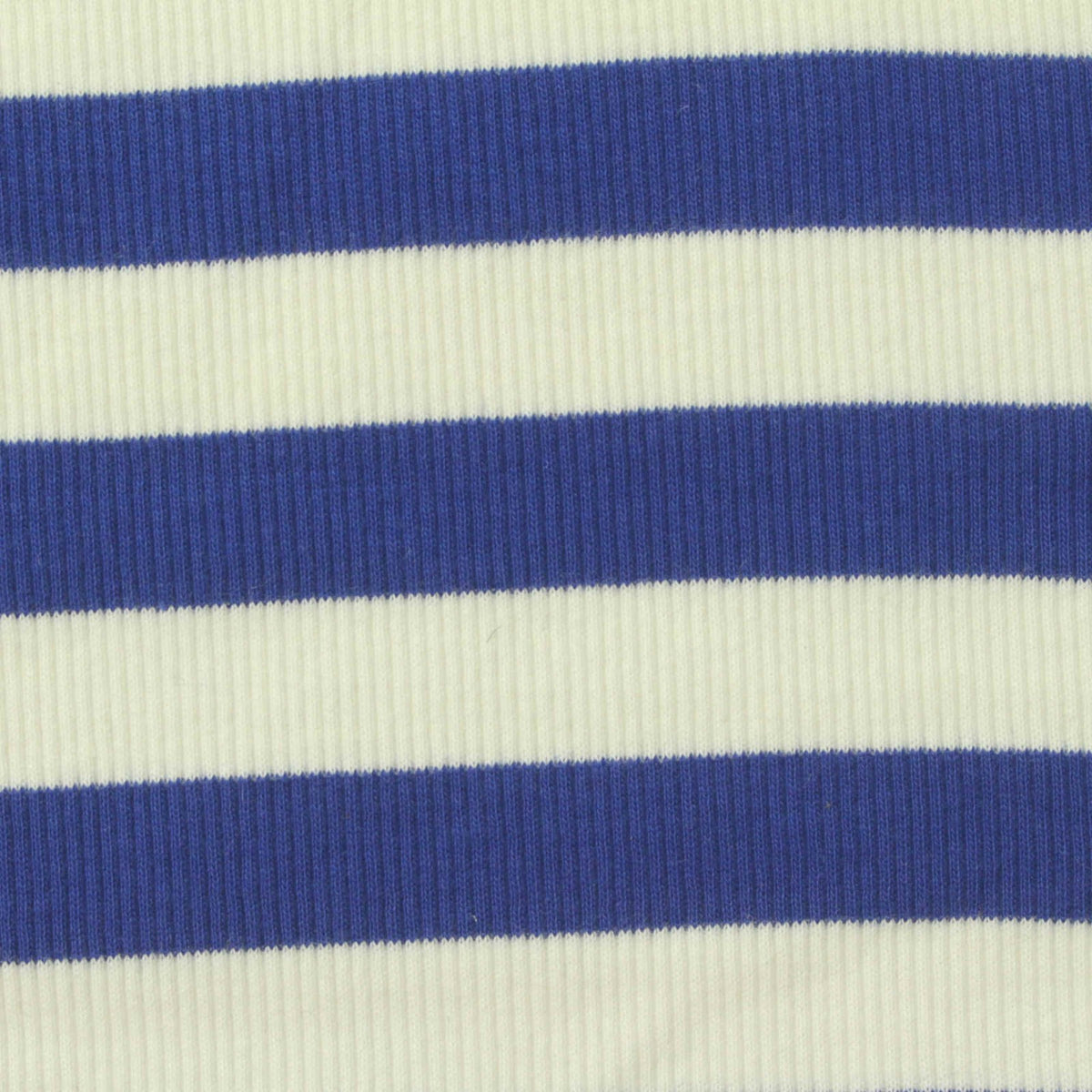 Blue Horizontal-Stripe Rib Knit, Cotton