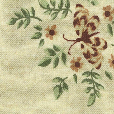 Brown Floral French Terry, Cotton-Poly