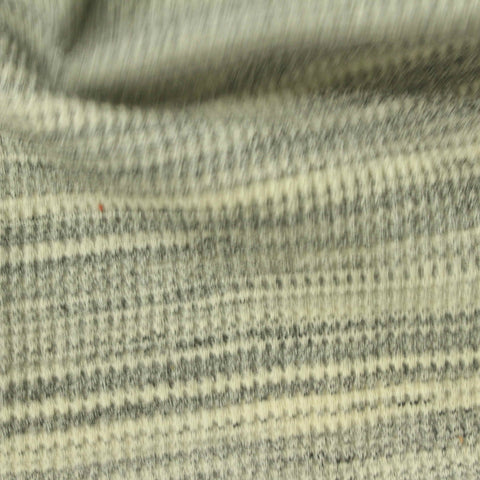 Marled Grey Horizontal-Stripe Waffle Knit, Cotton-Poly