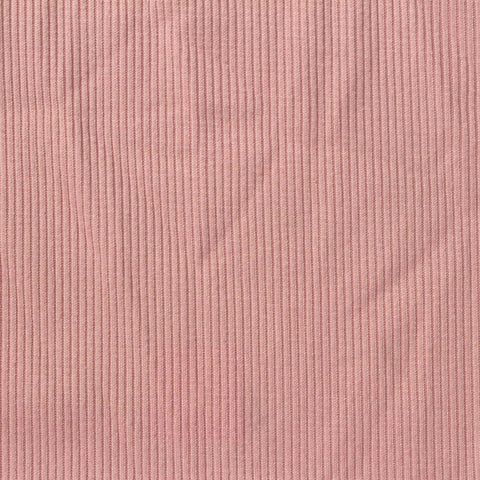 Brushed Polyester Stretch Rib Knit Fabric, 197 gsm, 144 cm — Pink