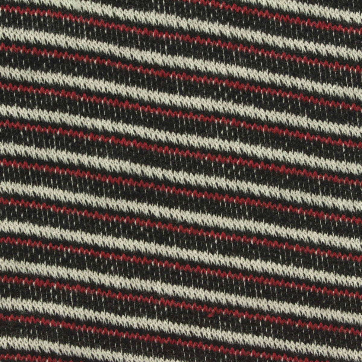 Black Horizontal-Stripe Chunky Knit, Poly-Cotton, 360 gsm