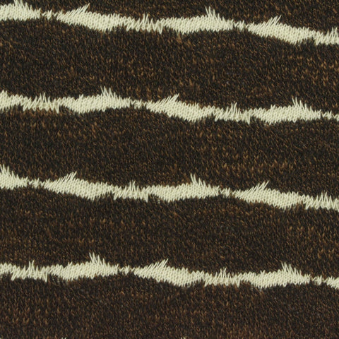 Brown Horizontal-Stripe Chunky Knit, Polyester, 265 gsm