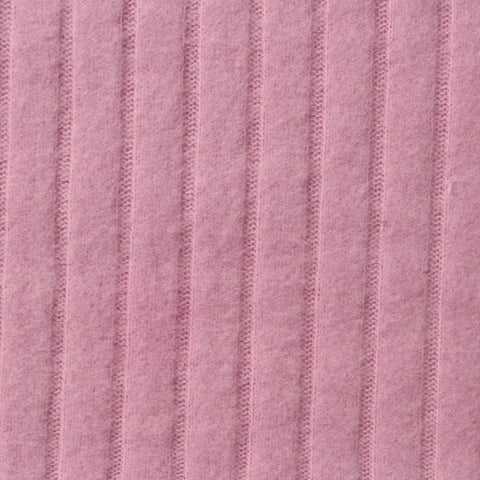 Brushed Polyester Viscose Stretch Rib Knit Fabric, 245 gsm, 156 cm — Pink