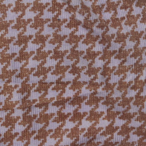 Brown Houndstooth Rib Knit, Poly-Viscose