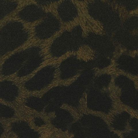 Dark Green Leopard Interlock Knit, Viscose