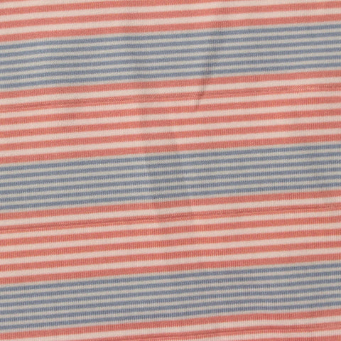 Pink Horizontal-Stripe Jersey Knit, Polyester, 165 gsm