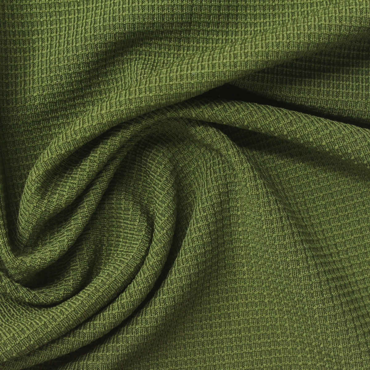 Olive Grid Waffle Knit, Polyester