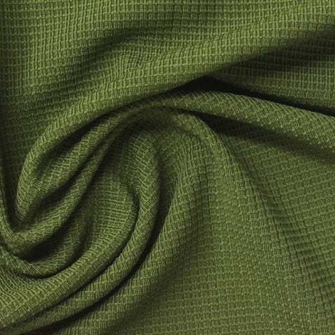 Olive Grid Waffle Knit, Polyester