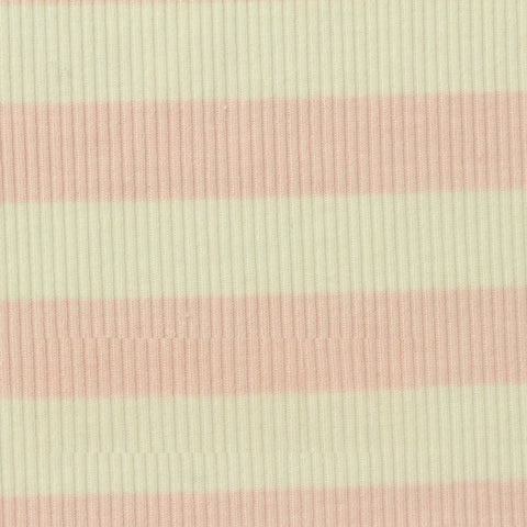 Pink Horizontal-Stripe Rib Knit, Poly-Viscose, 200 gsm