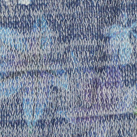 Blue Floral Chunky Knit, Poly-Viscose, 117 gsm