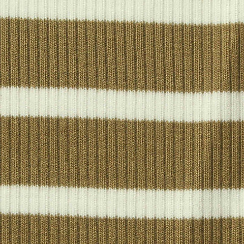 Brown Stripes Rib Knit, Viscose-Poly