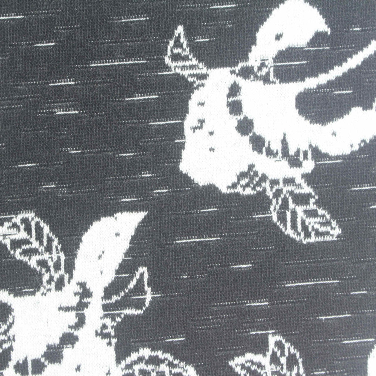 White Floral Interlock Knit, Viscose-Poly