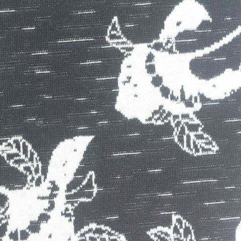 White Floral Interlock Knit, Viscose-Poly