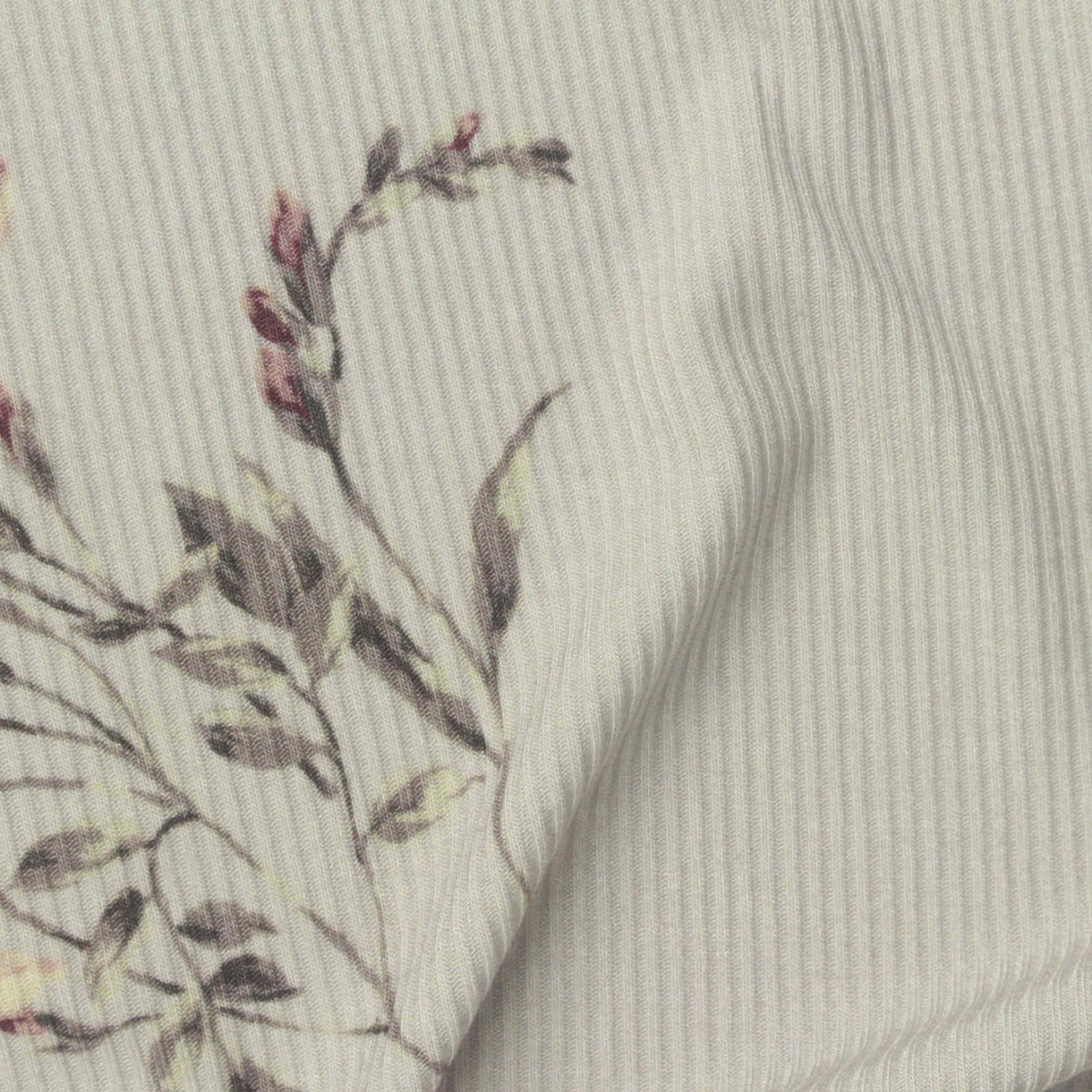Beige Bold-Floral Rib Knit, Viscose
