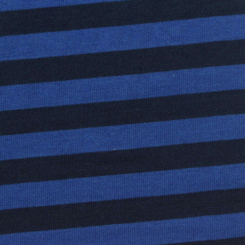 Blue Horizontal-Stripe Jersey Knit, Cotton-Tencel Lyocell