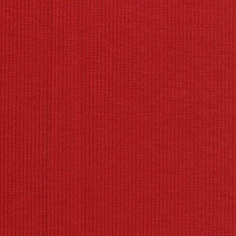 Polyester Viscose Stretch Rib Knit Fabric, 250 gsm, 140 cm — Red