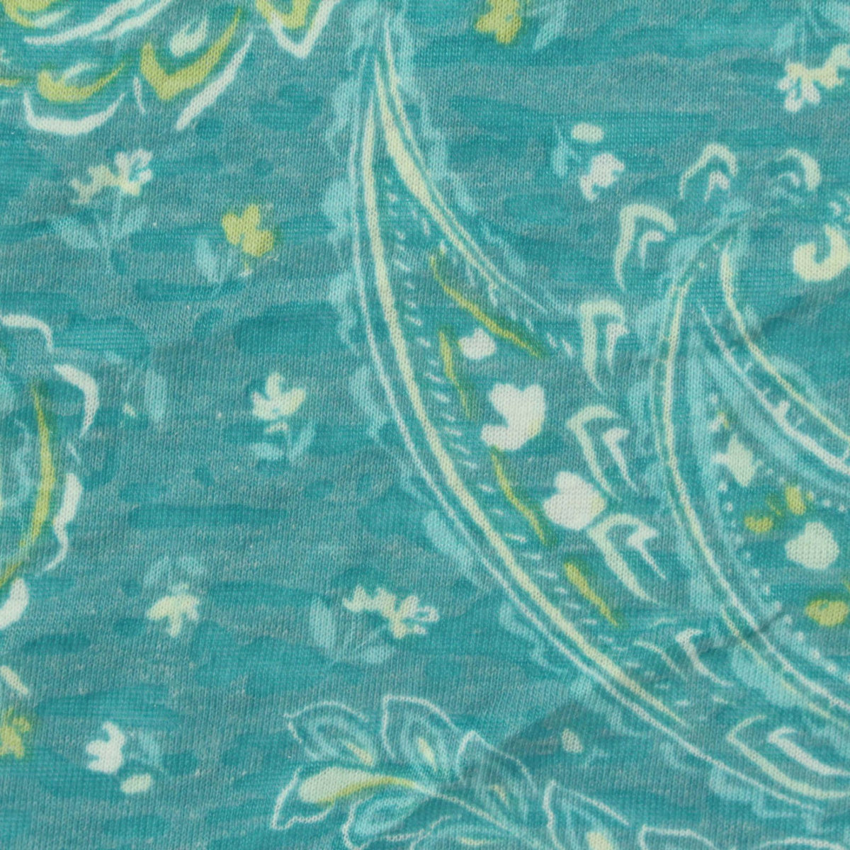 Teal Floral Jersey Knit, Poly-Cotton