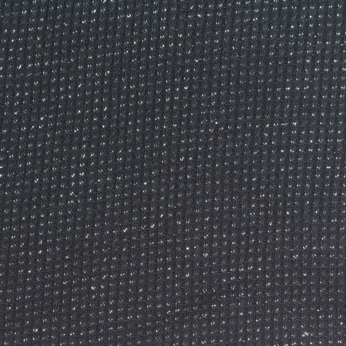 Cotton Polyester Metallic Waffle Knit Fabric, 180 gsm, 160 cm — Black