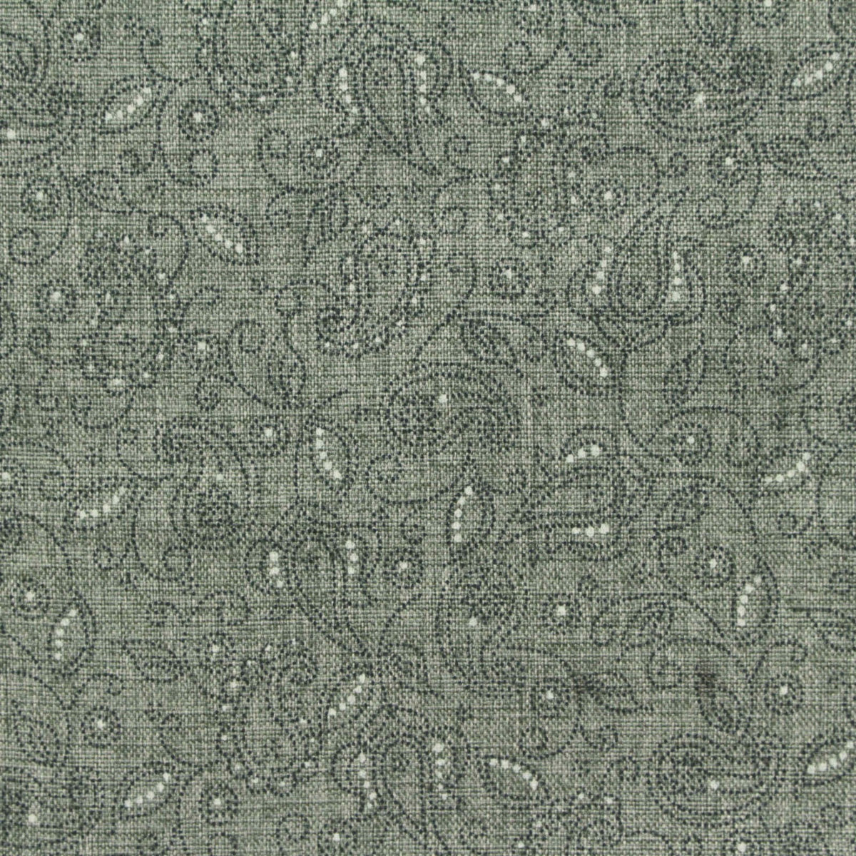 Muted Green Paisley Linen-Look, Poly-Viscose