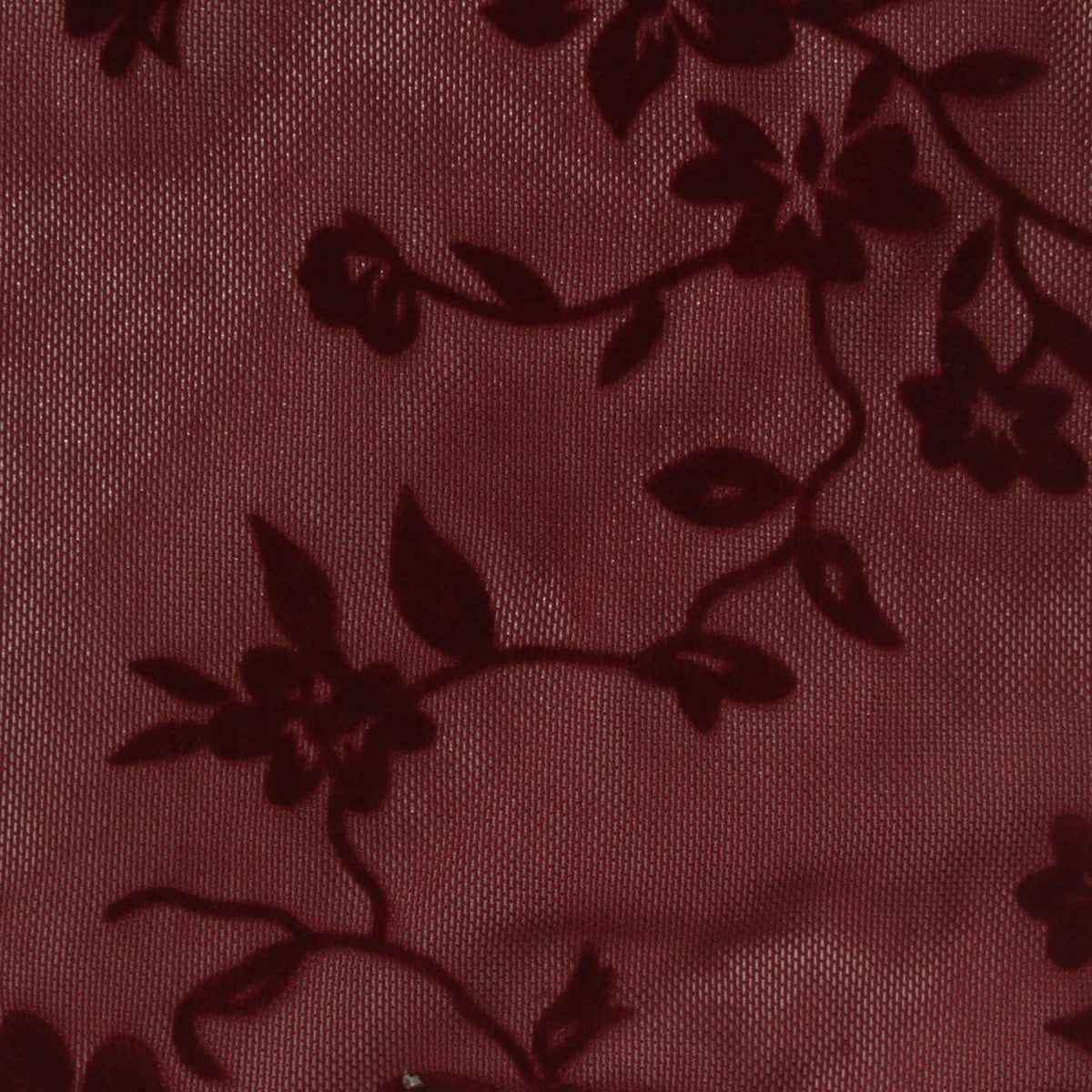 Floral Flocked 100% Polyester Knit Fabric, 112 gsm, 160 cm — Red