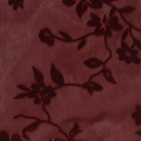 Floral Flocked 100% Polyester Knit Fabric, 112 gsm, 160 cm — Red