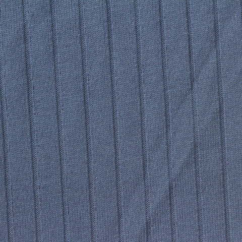 Polyester Viscose Stretch Rib Knit Fabric, 240 gsm — Blue