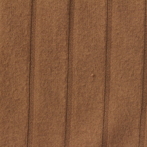 Brushed Polyester Viscose Stretch Rib Knit Fabric, 240 gsm — Brown