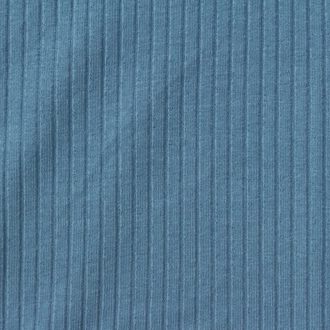 Viscose Stretch Rib Knit Fabric, 240 gsm — Blue