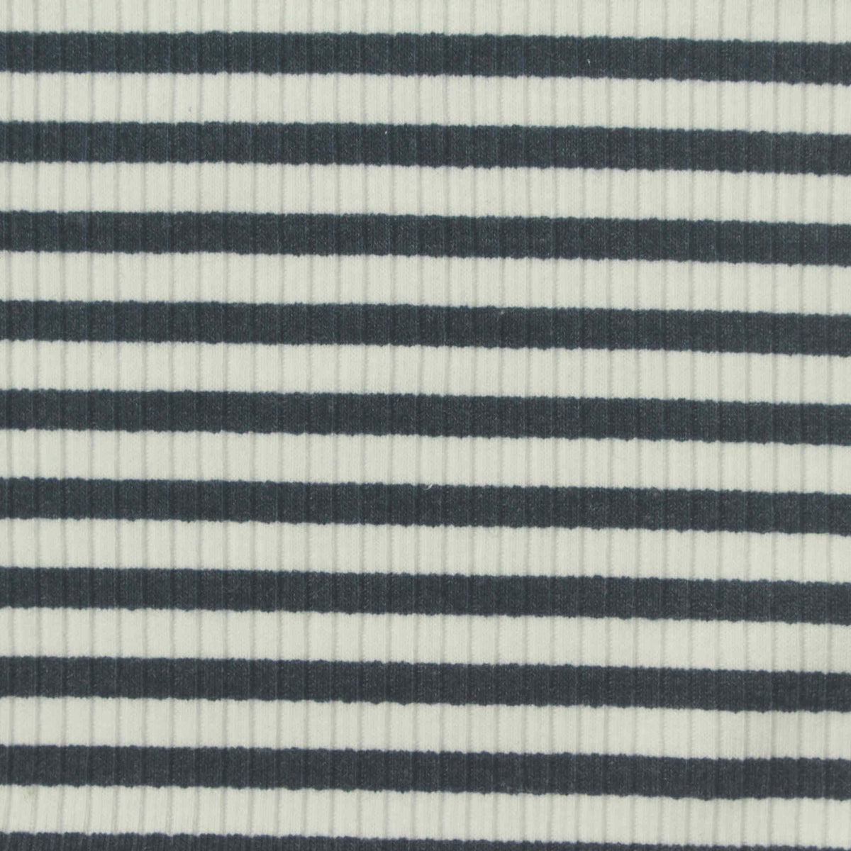 Dark Grey Horizontal-Stripe Rib Knit, Cotton-Poly