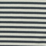 Dark Grey Horizontal-Stripe Rib Knit, Cotton-Poly
