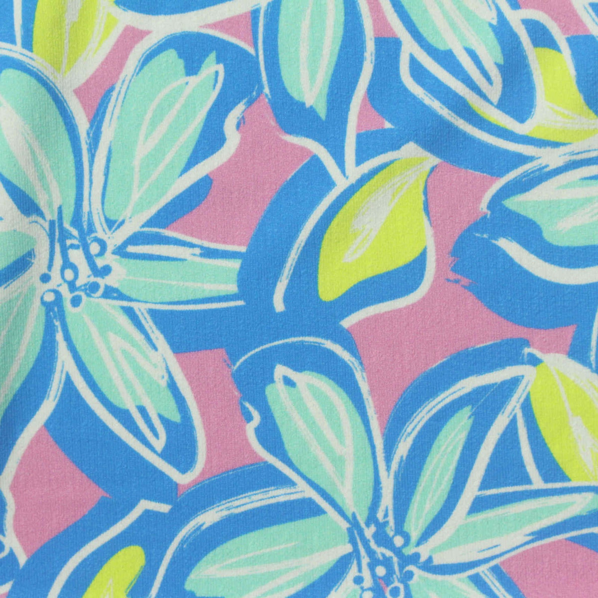 Blue Floral Jersey Knit, Nylon