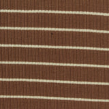 Brown Horizontal-Stripe Rib Knit, Viscose