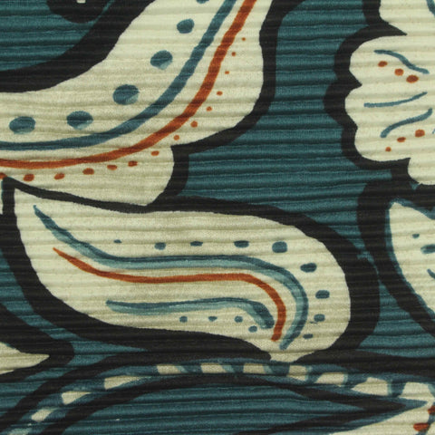 Teal Abstract Jersey Knit, Polyester
