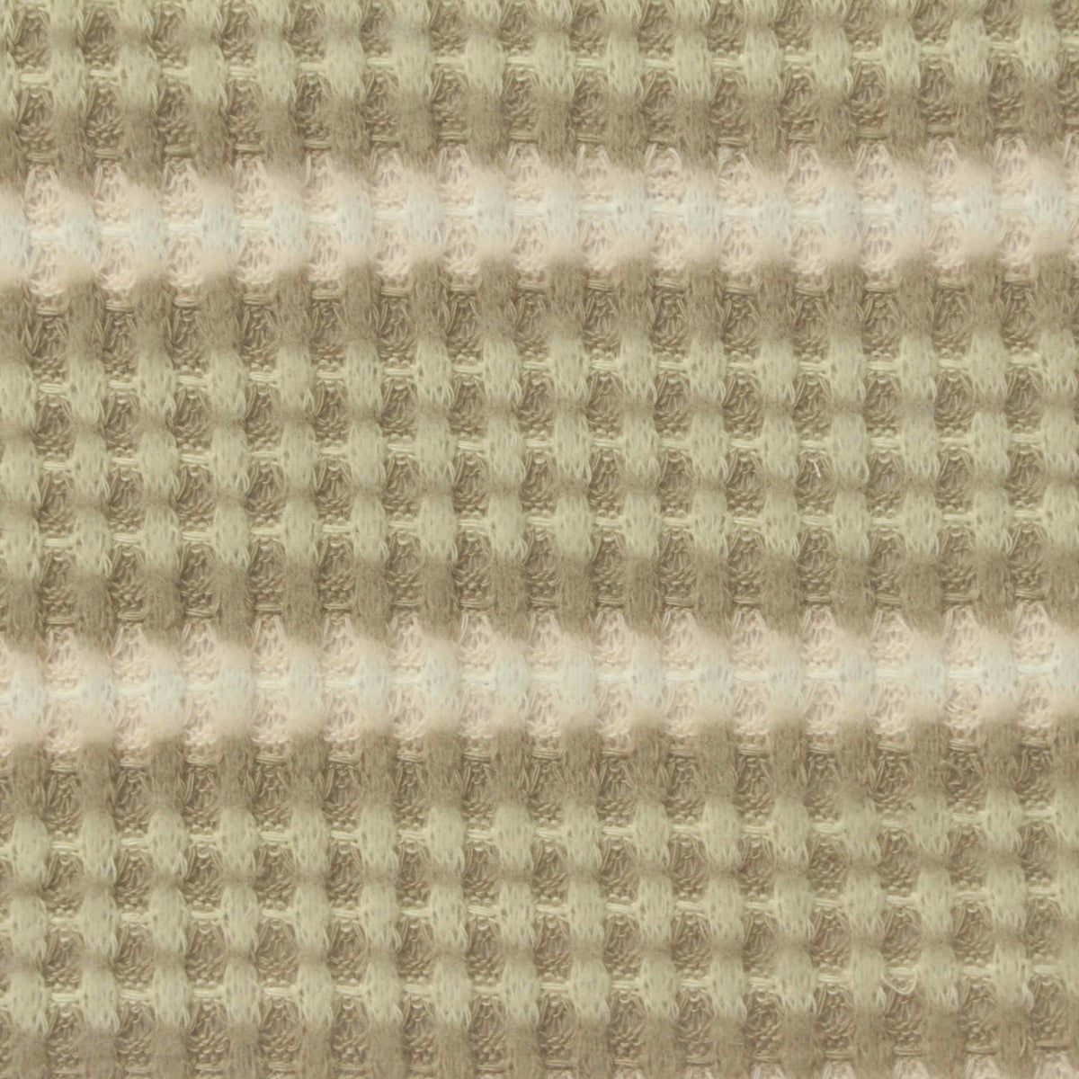 Beige Horizontal-Stripe Waffle Knit, Polyester