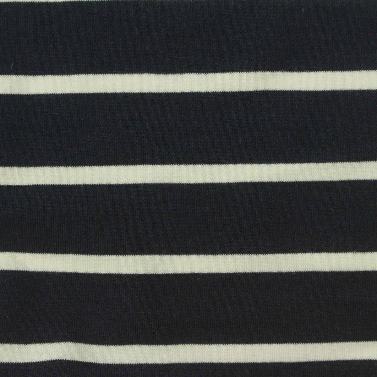 White Horizontal-Stripe Jersey Knit, Viscose-Cotton