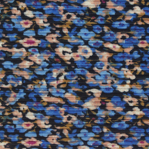 Blue Floral Jersey Knit, Polyester