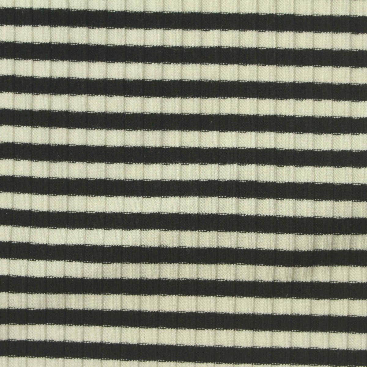 Black Horizontal-Stripe Rib Knit, Viscose